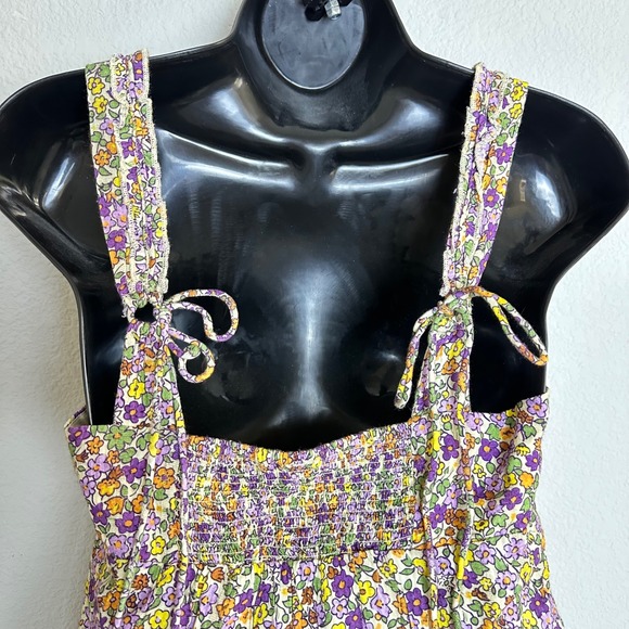 Free People Floral Ellia Two Piece Set Top and Ruffle Skirt Purple Combo Small - Picture 7 of 13